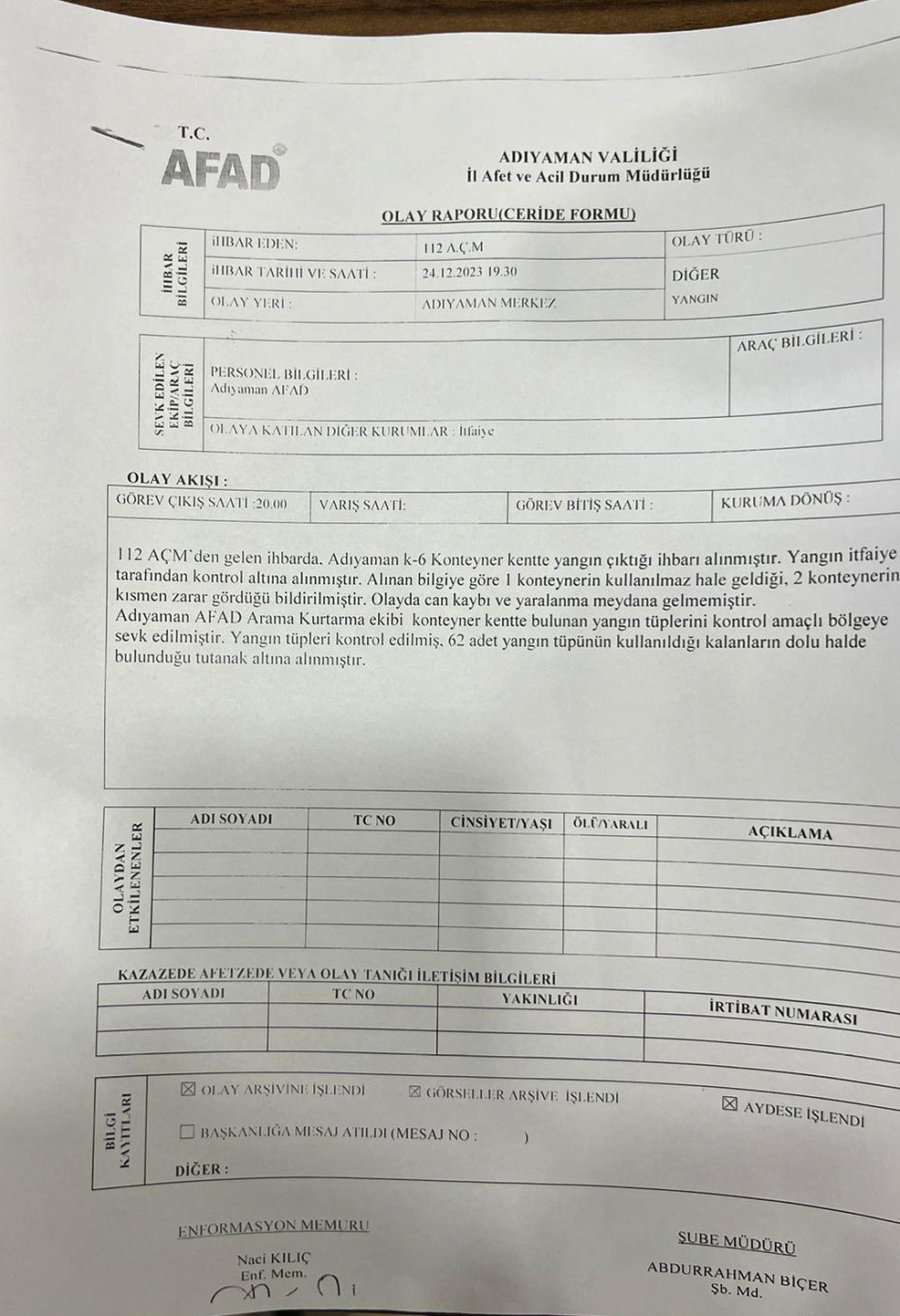 Yangın söndürme tüpleriyle ilgili rapor tamamlandı