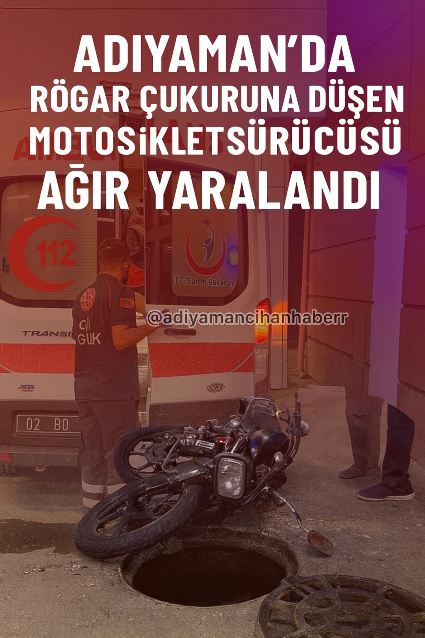 Rögar çukuruna düşen motosikletin sürücüsü ağır yaralandı