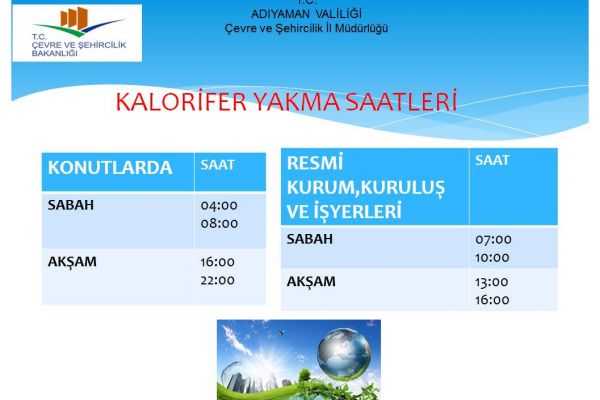 Adıyaman’da, Kalorifer Yakma Saatleri Belirlendi