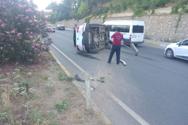 Adıyaman’da otomobil takla attı