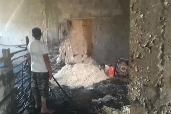 Ahır yangını söndürüldü