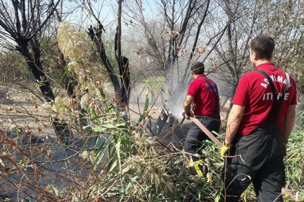Anız yangını bahçeye sıçradı