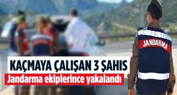 Aranan şahıslar yakayı jandarmaya kaptırdı