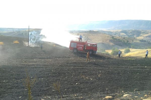 Buğday tarlasında korkutan yangın