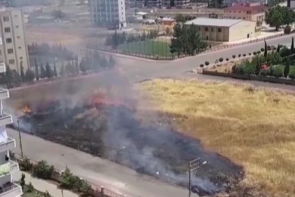 Çıkan anız yangını itfaiye söndürdü