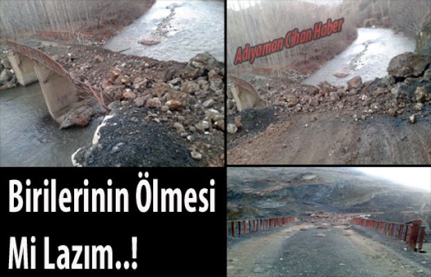 Dağdan Kopan Kaya Parçası Köprünün Üzerine Düştü