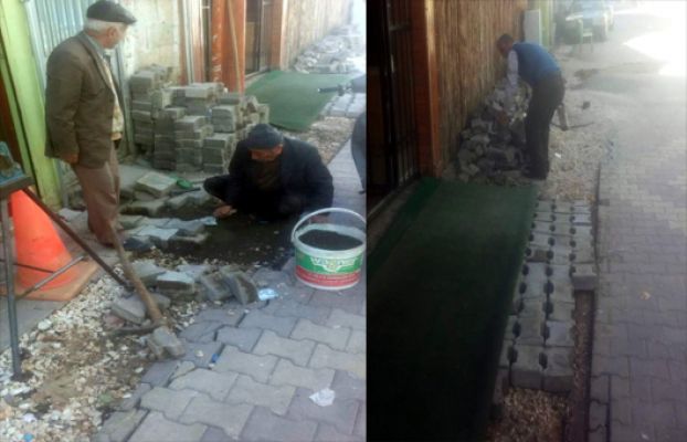 Esnaf Caddenin Kilitli Taşını Döşedi