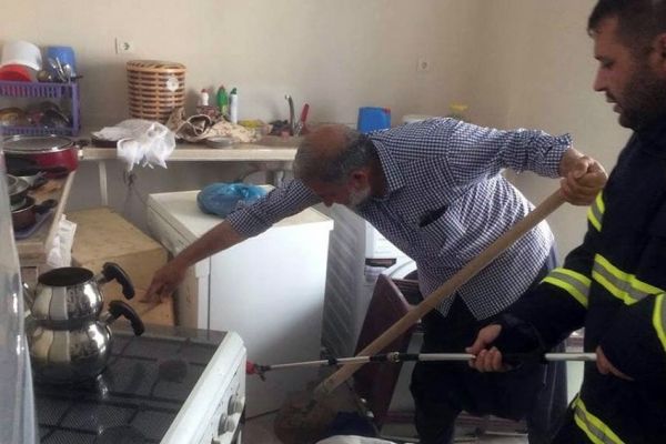 Eve giren yılanı itfaiye ekipleri çıkarttı
