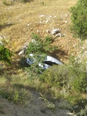 Hafif ticari araç şarampole yuvarlandı