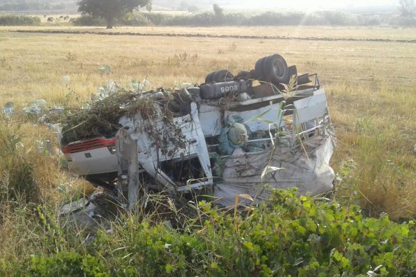  Lahana yüklü kamyonet takla attı 