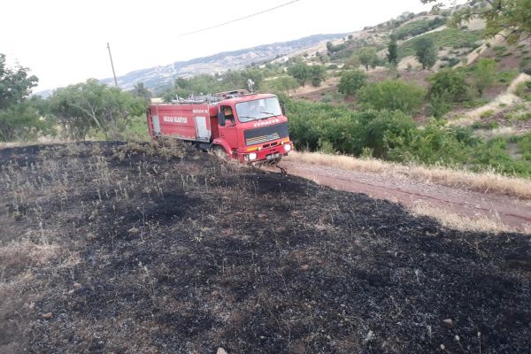 Mangal ateşi otluk alanda yangına neden oldu