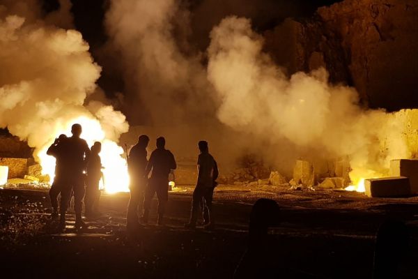 Mermer ocağındaki patlayıcı yandı