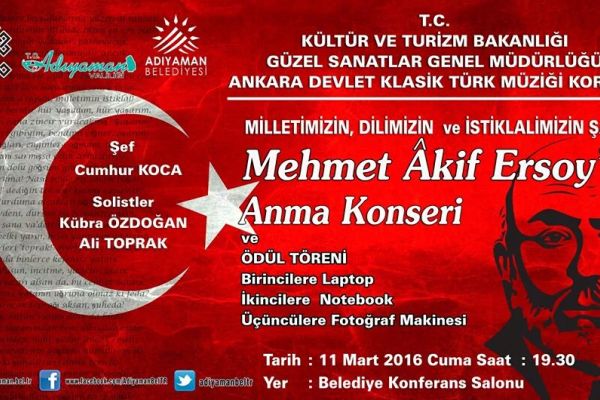 Milli Şair Adıyaman’da Konserle Anılacak