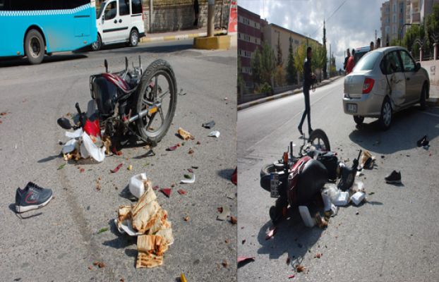 Otomobille Motosiklet Çarpıştı: 1 Yaralı