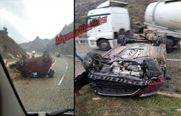 Takla Atan Otomobilden Burnu Bile Kanamadan Çıktı