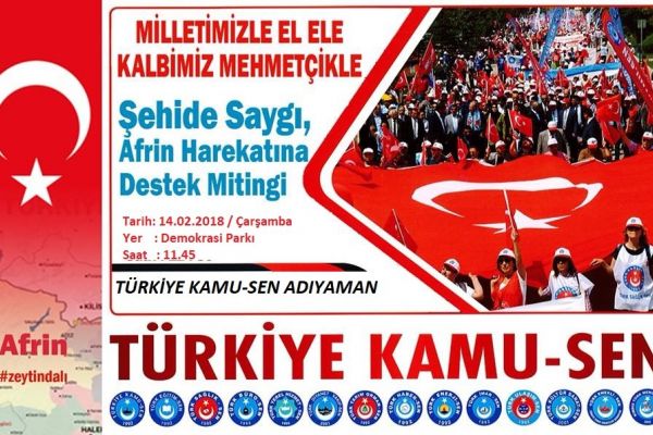 Zeytin Dalı Harekatına destek için miting düzenlenecek