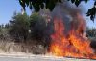 Cami bahçesinde yangın çıktı