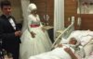 Gelin ve damatlıkla önce hastaneye, sonra düğün salonuna gittiler