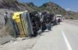 Köpeğe çarpmak istemeyen sürücü tırı devirdi: 1 yaralı