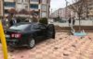 Otomobil çocuk parkına daldı