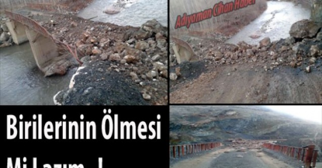 Dağdan Kopan Kaya Parçası Köprünün Üzerine Düştü